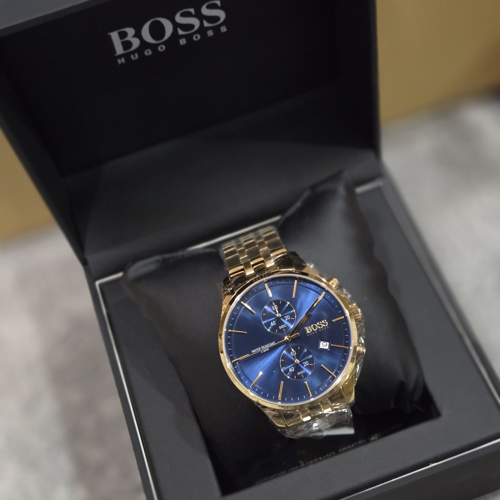 Hugo Boss Gold Watch with Blue Face